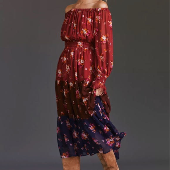 ANTHRPOLOGIE OFF-THE-SHOULDER MAXI DRESS - Picture 1 of 4